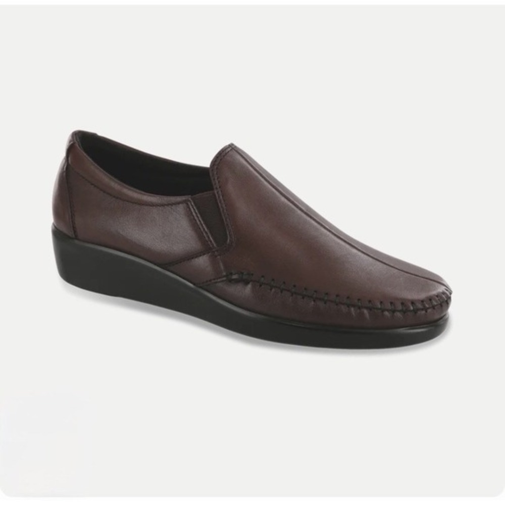 SAS Tripad Leather Dream Comfort Slip On Wedge Loafers w/Exposed Stitching 9.5M